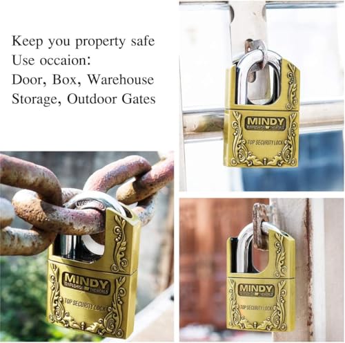 Image of Mindy 60mm Heavy-Duty Shrouded Padlock for Warehouse & Outdoor Security - Zinc Alloy Lock Body With Hardened Stainless Steel Shackle, 3 Keys, Weatherproof