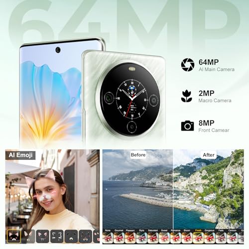 Image of FOSSIBOT S3 Pro Unlocked Smartphone,20GB+128GB+2TB,6.67 inch AMOLED Curved Display+1.09'' Rear Display 4G Cellphone, Android 14 Phone,5000mAh Battery Phones,Face&Fingerprint Unlocked,Green