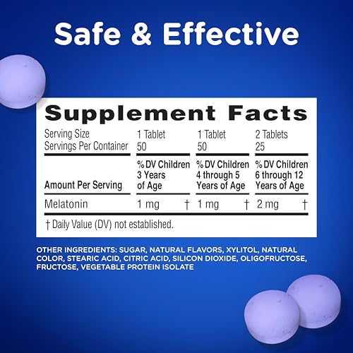 Zarbee's Kids Melatonin Sleep Chewable Tablets, 1mg Melatonin, 50 ct - image 5
