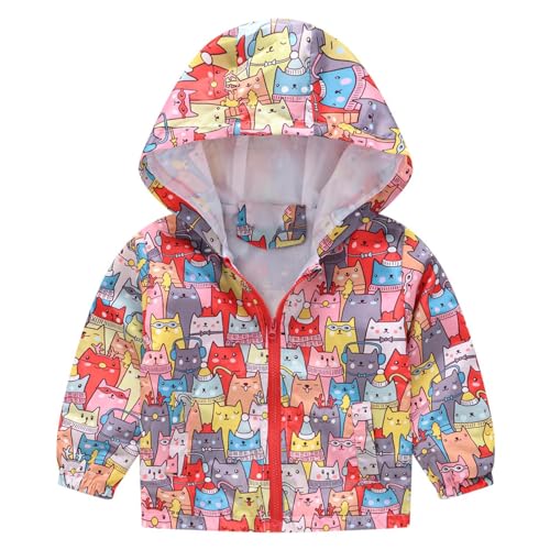 Generisch Ragazzi Giacca di mezza stagione Stampa Antivento Autunno Cerniera Bambini Con Cappuccio Giacca Bambino Ragazzi Bambino Ragazzi Cappotto & Giacca Western Romanzi Rosa, multicolore, 12-18