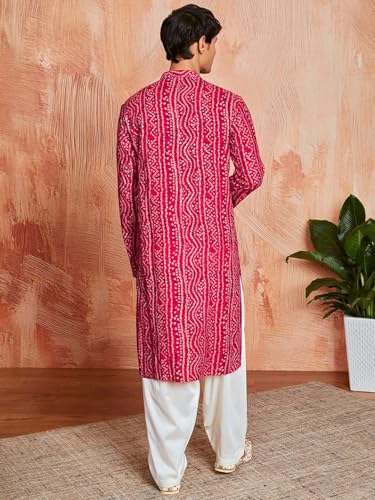 Image of VASTRAMAY Men's Bandhani Rayon Kurta & Patiyala Set