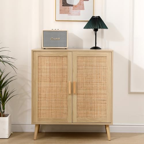 Rattan-Sideboard, Aufbewahrungsschrank für Wohnzimmer, Korbgeflecht,...