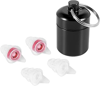 Ervnypt Noise Reduction Earplugs, Noise Cancelling Hearing Protection Earplugs, Reusable High Fidelity Hearing Protection for Concerts Sleeping Bar DJ Motor Sports (Red, Black Case)