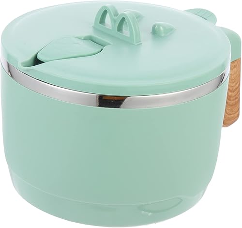 Miniatura 10 de Housoutil Tazón de fideos instantáneos con asa, tazas de sopa de acero inoxidable con asas, cuencos con tapas, cuenco de fideos para ramen, cuenco