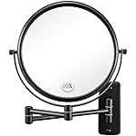 Wall Mounted Makeup Mirror - 1X/10X Magnifying Mirror for Wall, 8 Inch Double Sided 360 Swivel Extendable Bathroom Mirror for Shaving, Black