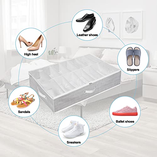 Image of Shoe Organizer Under Bed,Underbed Shoe Storage Boxes Bins,Sturdy Organizador De Zapatos,Extra Large Zapateras Organizer for Closet,Men Women Kids Shoes,High Heels,Short Boots,Sneakers,White,Set of 2