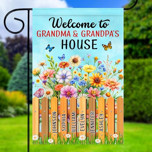 Custom Grandma's Garden Flag Personalized Nana and Papa Flag