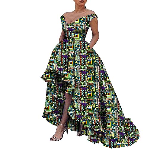 Image of iooiooi African Dresses for Women Party Robe Plus Size Print Dashiki Dinner Dress