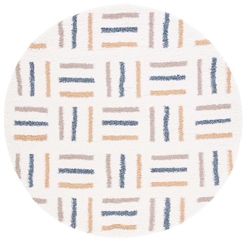 Tapete redondo SAFAVIEH Calico Shag 6'7" Ivory y dorado miniatura 2