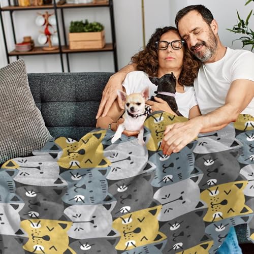 Plaid polaire tête de chat couverture chaude douce lit canapé