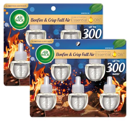 Air Wick Plug in Scented Oil Refill, 5ct, Bonfire and Crisp Fall Air, Essential Oils, Air Freshener Fall Scent, Fall Décor (Pack of 2) - image 1