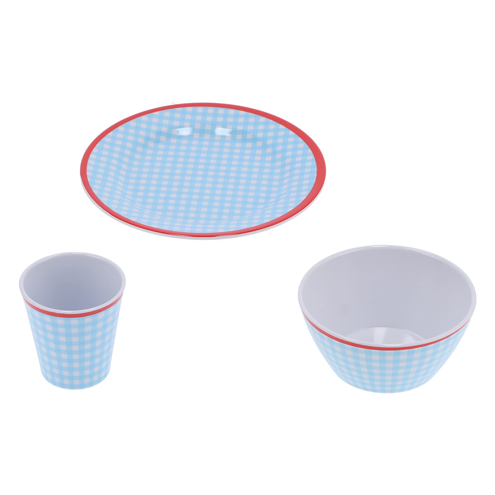 Juego de vajilla de melamina con rejilla azul claro, 12 piezas, vajilla doméstica con taza, cuenco y plato para la cocina del hogar, restaurante, plato duradero para ensaladas de f