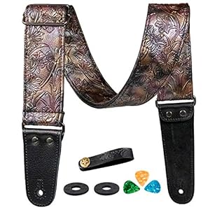 Zachte Lederen Gitaar Strap Bloem Rose Vintage voor Bass Elektrische Akoestische Klassieke Picks