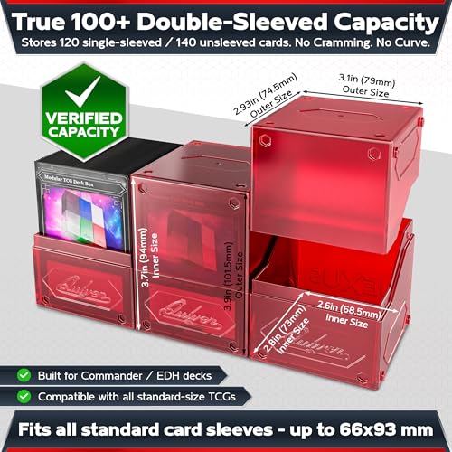Image of Quiver Time 360 Modular Nexus DeckBlock - Durable Stackable MTG Deck Box for Commander fits 100+ Cards | Stylish 100 Card Deck Box MTG | Interchangeable TCG Decks Boxes (1 pcs, Red)