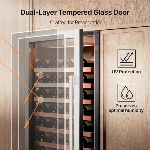 Image of Ca'Lefort 24 Inch Wine Fridge Set, 180 Bottle Capacity Wine Cooler Refrigerator, Built-in Glass Door Wine Fridge with Adjustable Shelves & 3 LED Lighting for Home Bar Kitchen (Two 24 inch Units)