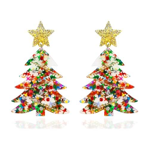 Christmas Tree Earrings for Women Dangling Xmas Earrings As Holiday Jewelry for