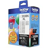 Brother Genuine High Yield Black Ink Cartridges, LC2032PKS, Replacement Black Ink Two Pack, Includes 2 Cartridges of Black Ink, Page Yield Up To 550 Pages/Cartridge, LC203