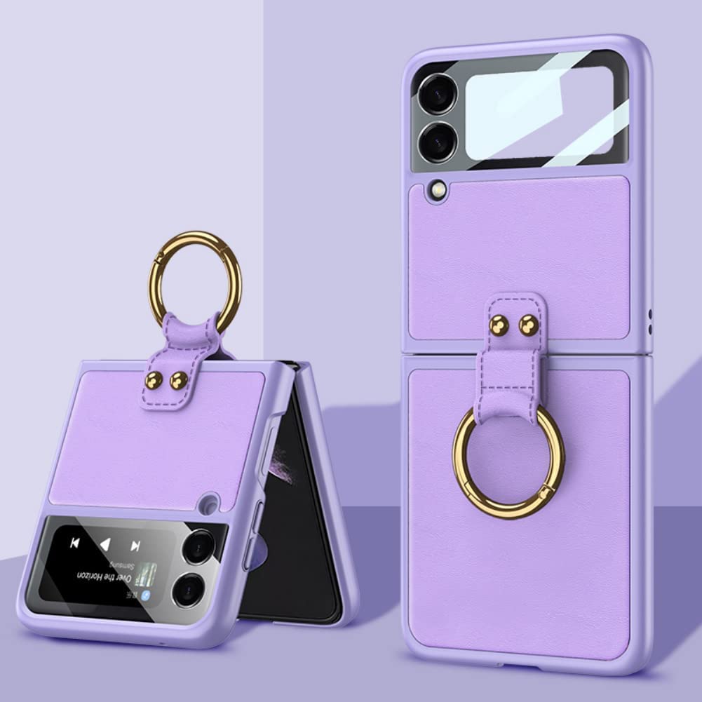 Buy AWH Galaxy Z Flip 3 Case Leather, Z Flip 3 Case with Ring, Thin Fit