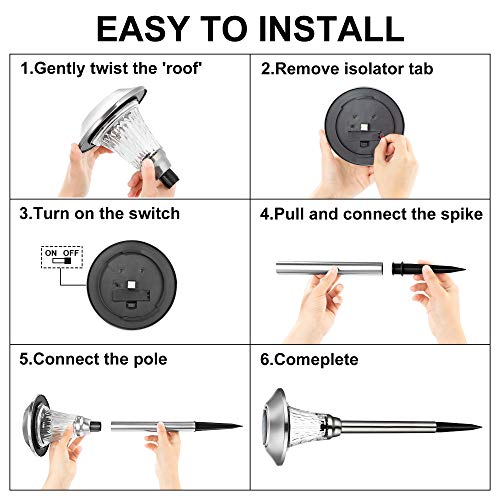 Solpex 8 Pack Solar Path Lights, Solar Pathway Lights Outdoor Waterproof, Glass Stainless Steel Automatic Solar Walkway Lights For Yard, Lawn, Patio, Garden, Path, Walkway Or Driveway（Warm White） #TOP6