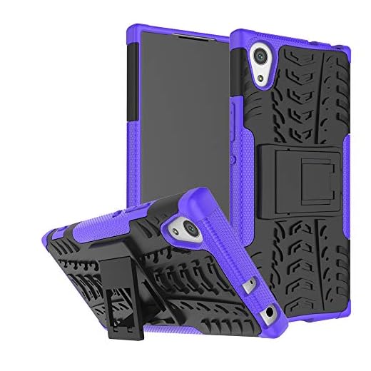 LFDZ Sony Xperia XA1 fodral – slitstark tuff rustning robust stöttåligt skydd med ställ för Sony Xperia XA1, stående fodral, Lila