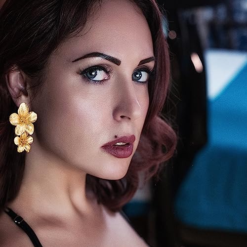 Double Sculptural Flower Earrings Statement Earrings for Women3