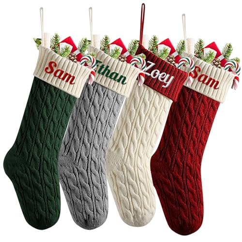 Meias de Natal lareira personalizadas com nome, meias de Natal para pendurar, 46 cm graus de ponto botas de Natal personalizadas 2025 meia natalícia família decoração, 2 peças