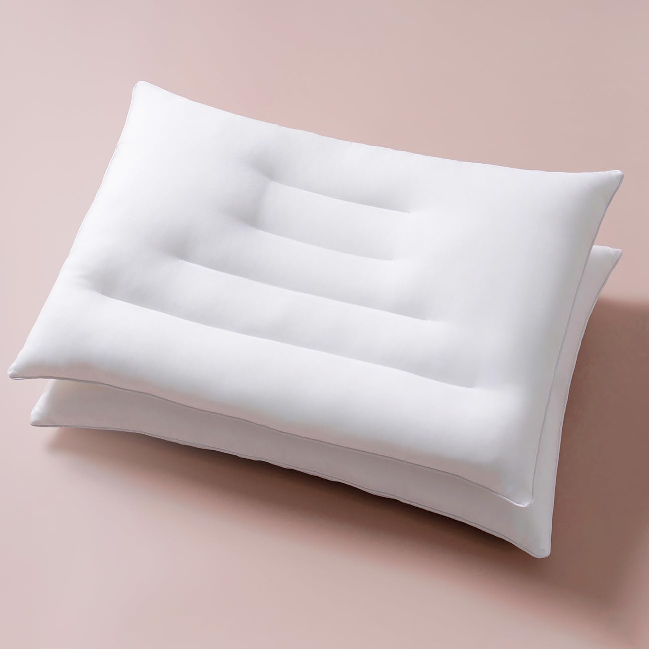 Pozino Flat Thin Pillows for Sleeping - 2 Pack Queen Size Slim Bed Pillows for Side Back Stomach Sleepers,2.5 inch Height Ultra Low Pillows,Down Alternative Filling
