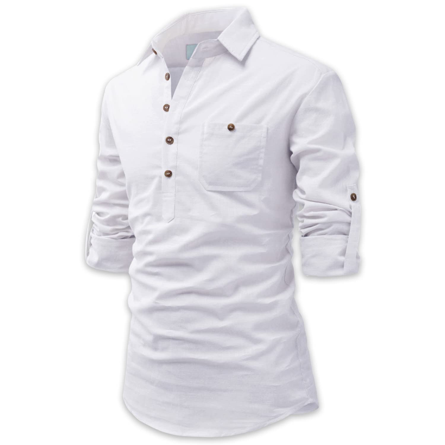 edinwolf Full Sleeve White Color Cotton Blend Spread Slim Fit Shirt Style Kurta for Men and Boys-picture-18