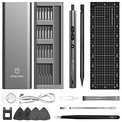 Kingsdun Mini Electric Screwdriver, 62 In 1 Cordless Precision Power Screwdriver Set with 48 Bits LED Lights Magnetic Mat, Screwdriver Rechargeable Repair Tool Kit with for Phones PC Laptops Furniture