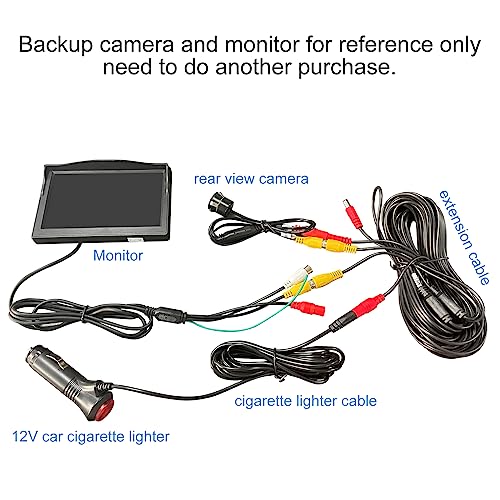 Image of 12V /24V Cigarette Lighter Power Supply Kit for Car Rear View Camera and Monitor with 15M RCA Video Connection Extension Cable.
