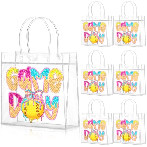 Wesnoy 20 Pcs Softball Goodie Bag Softball Ice Cream Drip Game Day Goodie Gifts Bags with Handles Reusable Sport Themed Treat Bags for Candy Birthday Party Supplies 8 x 8 x 3.15
