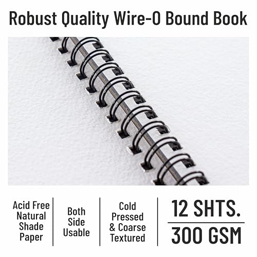 Image of Anupam Artists Watercolour Wire-O Book 300 GSM Cold Pressed A5, 24 Pages for Watercolour, Gouache, Ink, Acrylic, Wet & Mixed Media, Art Painting, Drawing for Artists & Amateurs {Random Cover page}