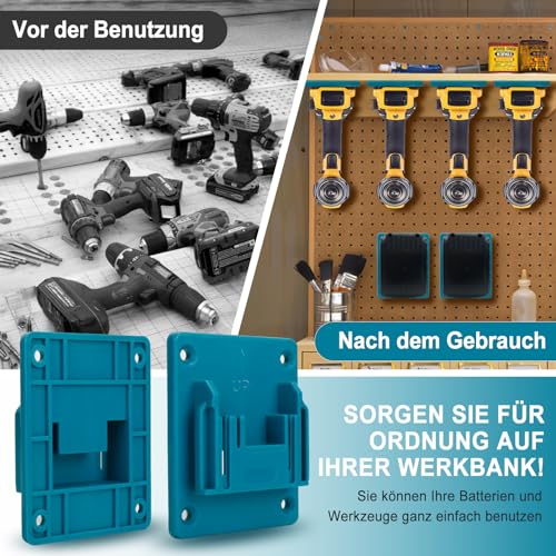 10 Stück Wandhalterung Werkzeughalter für makita 18V, Elektrowerkzeug Bohrwerkzeuge Halterung mit 40 Schrauben, Maschinenhalter akku Halter für Werkstatt und Garage, 14.4/18V