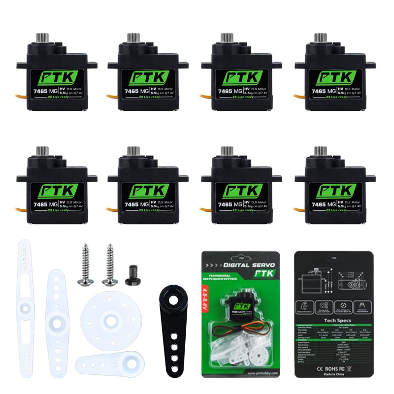 PTK 7465 MG 9g Miniature Digital Servo with 5kg Torque. For Robots. Fixed Wing. 180 Degree (8pcs)
