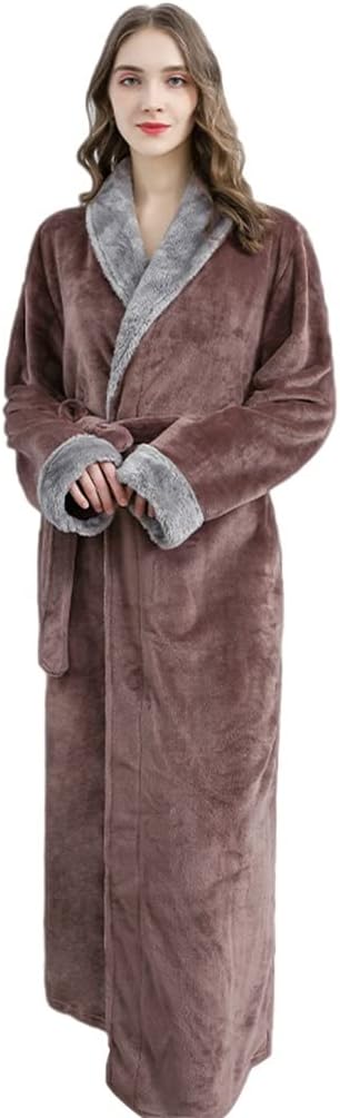 KITCISSL Autumn/Winter Warm Bathrobe for Women and Men, Pajamas Women's Sleepwear Nightgown Loungewear(Brown,Women M)
