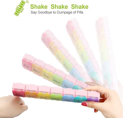 Miniatura 5 de AUVON - Pastillero semanal sin BPA, adecuado para artritis, diseño de apertura de resorte y compartimento grande para vitaminas, aceite de hígado de