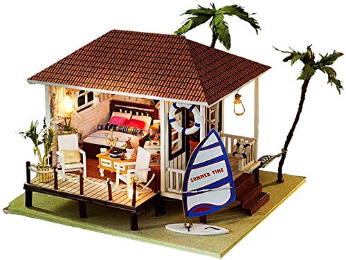 SEESEE.U DIY Miniatur Puppenhaus Holzmöbel Kit, handgefertigte Mini Modern Apartment Plus Modell mit Schutzhülle…