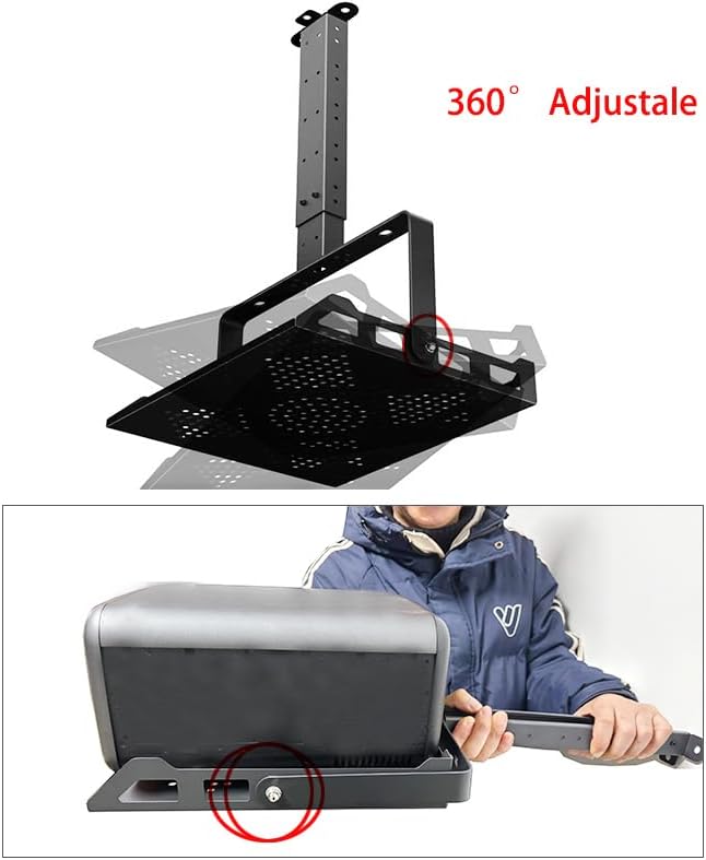 Universal Metal Foldable Projector Ceiling Mount, 360° Rotation & Height Adjustable Heavy Duty Bracket, Compatible with Most Projectors & Compact Devices, Black