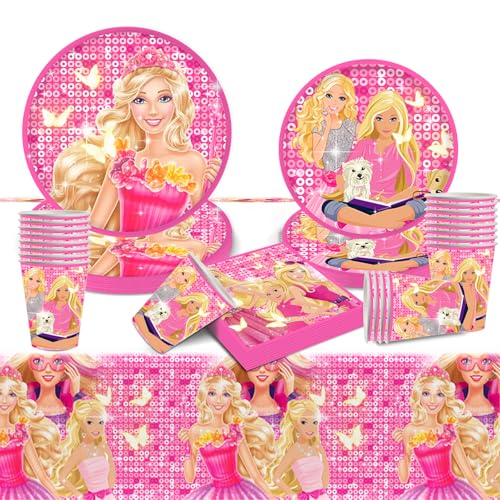 Geburtstag Party Pappteller Kindergeburtstag- Cartoon Partygeschirr Set Birthday Geburtstagsdeko Mädchen Junge Geschirr Party Tableware Supplies Kit Teller Tischdecke Servietten Tassen 10 Kinder