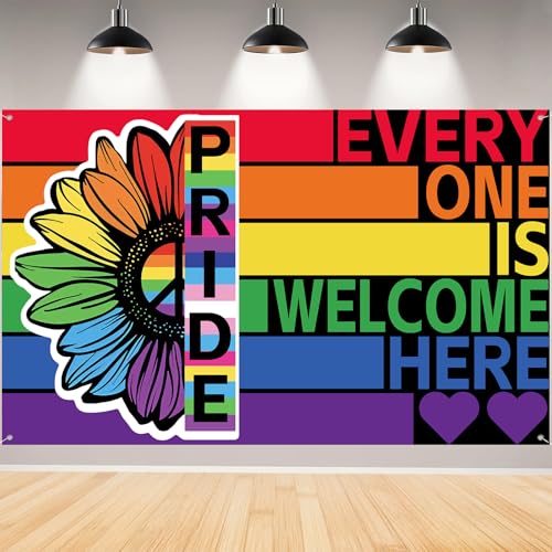 Pride Flag Backdrop for Photography Pride Banner Gay Lesbian Pride Month LGBT Parade Rainbow Party Decorations and Supplies for Home-7143 (Rainbow-2)