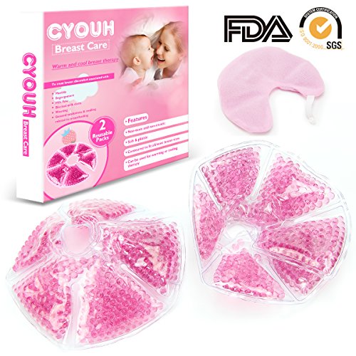 Breast Therapy Breast Pads Gel Bead Ice Pack(2 Pack),Hot or Cold Use for Nursing Mothers's Breast Problem,Mastitis,Engorgement,Pregnancy Lactation Ablactation,Feeding Your Baby Better