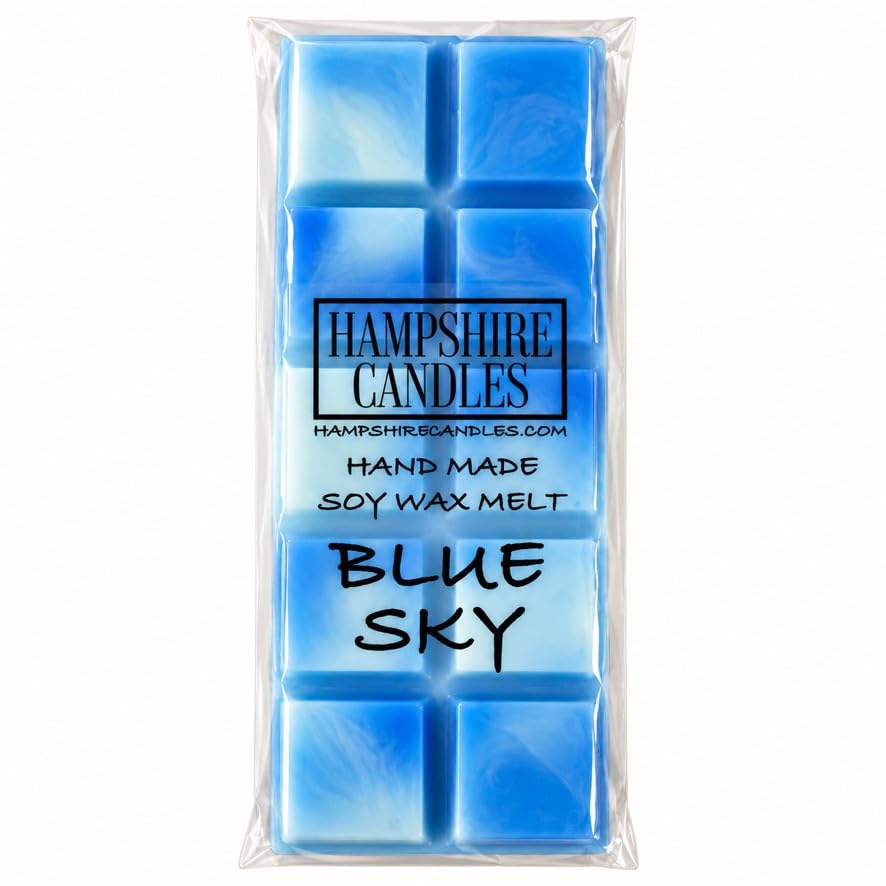 Blue Sky Scented Wax Melt Snap Bar | Clean Fresh Soy Wax Melts | Laundry & Clean Cotton Scent for Tealight & Electric Burners | Handmade, Vegan & Cruelty-Free Home Scent Bar | 50g, Made in UK