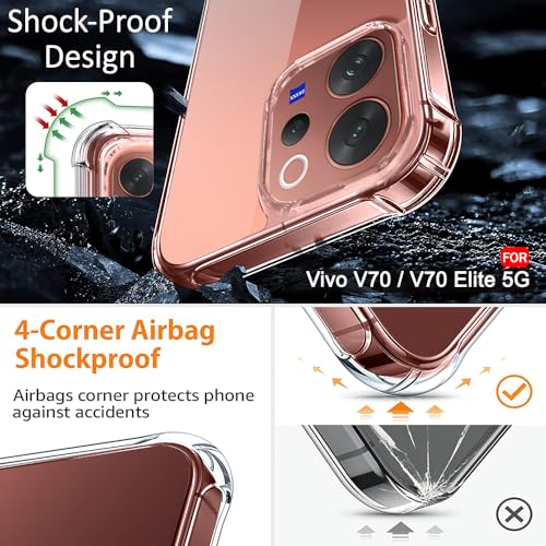 Image of TheGiftKart Crystal Clear Back Cover Case for Vivo V70 / V70 Elite 5G | 360 Degree Protection | Shock Proof Design | Transparent Back Cover Case for Vivo V70 / V70 Elite (PC & TPU, Transparent Bumper)