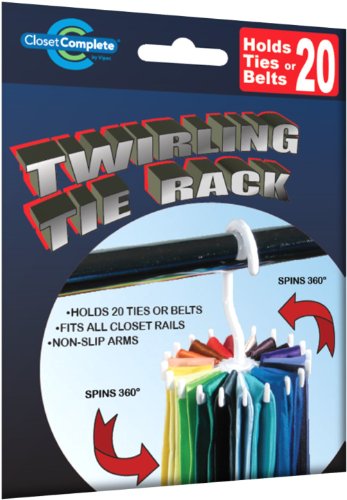Closet Complete Twirling Tie Rack / Hanger Organizer / Belt Rack, Rotates 360 Degrees, Holds 20 Ties Or Belts #TOP2