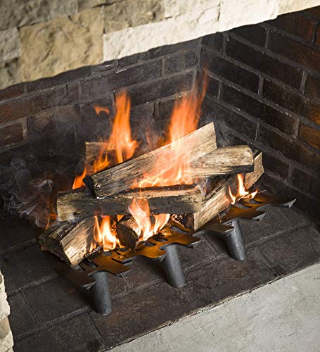 Plow & Hearth Large Heavy-Duty Cast Iron Deep-Bed Self-Feeding Fireplace and Hearth Wood Grate with Six Legs, 22" W at Front x 22" W at Rear x 15½"D x 7½"H - Image 6