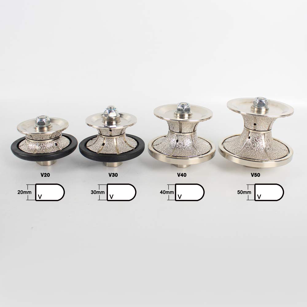 V20 (3/4 pulgadas) 20 mm Full Bullnose Diamond Hand Profiler/Router Bits con rosca 5/8-11 para encimera de granito (V20 (3/4 pulgadas))