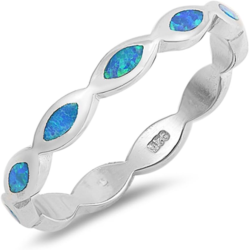 CHOOSE YOUR COLOR Sterling Silver Marquise Eternity Ring