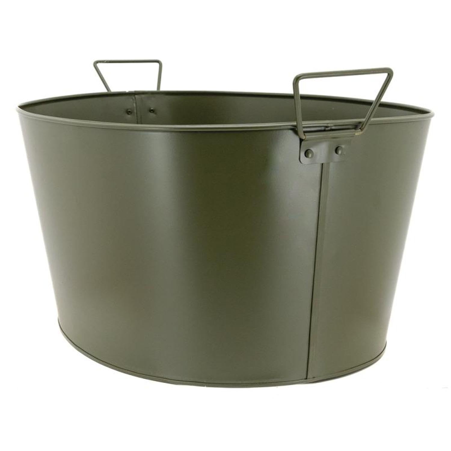 AUBRY GASPARD - Bassine Métal Kaki Cargo - Style Industriel/Vintage - 51 x 38.5 x 23 cm - Contenance 20 L - Finition Mate - 2 Anses Mobiles - Usage Intérieur/Extérieur Jardin Maison