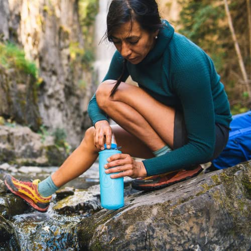 Hydrapak Flux - Collapsible Backpacking Water Bottle (1 Liter) - Bpa Free, Ultra Light, Spill-Proof Twist Cap - Malibu Blue #TOP3