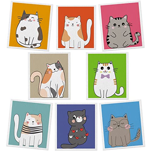 Image of Lucomb Swedish Dish Cloths for Kitchen, 8 Pack Reusable Cleaning Cloth Absorbent Kitchen Towels No Odor Fast Drying for Home Wipes Dish Washing (Cute Cat)